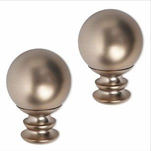 Cambria Warm Matte Gold Paragon Ball Curtain Finials Set of 2 NEW